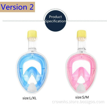 Version 2 180 degreee Full Face Snorkel Mask Easybreath Diving Swim Underwater for GoPro Camera